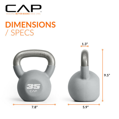 CAP Barbell 35 LB Neoprene Coated Cast Iron Kettlebell - Gray