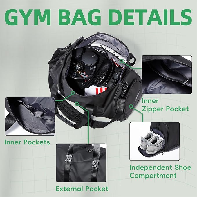 Gym Bag for Men with Shoe Compartment, 33L Duffle Bag for Traveling Overnight Weekend for Adults