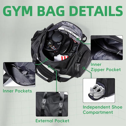 Gym Bag for Men with Shoe Compartment, 33L Duffle Bag for Traveling Overnight Weekend for Adults