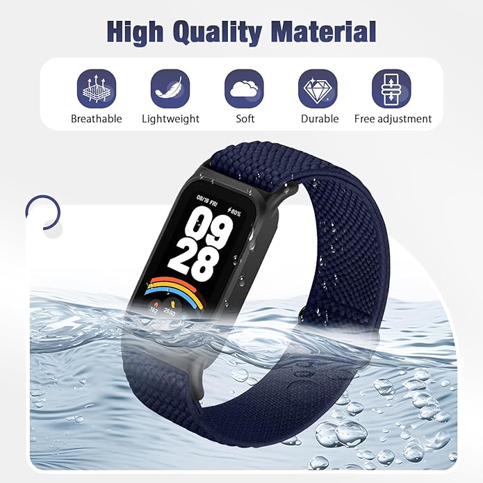 2 Pack Elastic Bands Compatible with Xiaomi Smart Band 9 Active Women Men, Soft Nylon Replacement