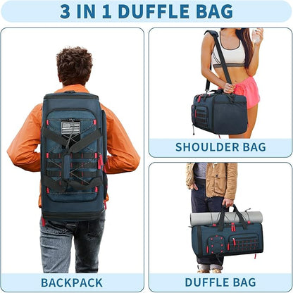 Bosstin Gym Bag for Men & Women,45L Travel Duffle Sports Duffel Bag Gym Weekender Overnight