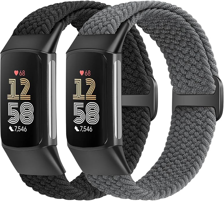 Elastic Braided Bands Compatible with Fitbit Charge 5/Fitbit Charge 6 for Women Men, Breathable