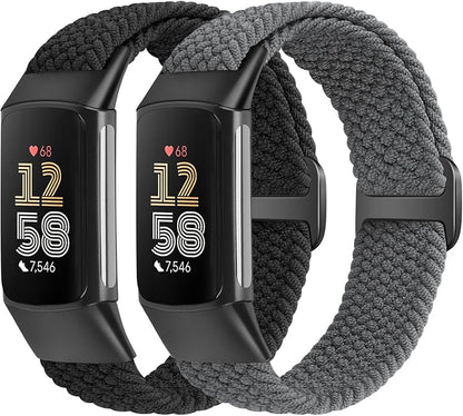 Elastic Braided Bands Compatible with Fitbit Charge 5/Fitbit Charge 6 for Women Men, Breathable