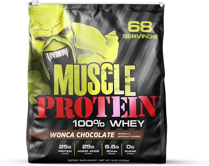 Muscle Protein Whey Powder [5 lbs/Pack of 1]??Cold Filtered, 25g Pure Protein, 6.6g BCAAs