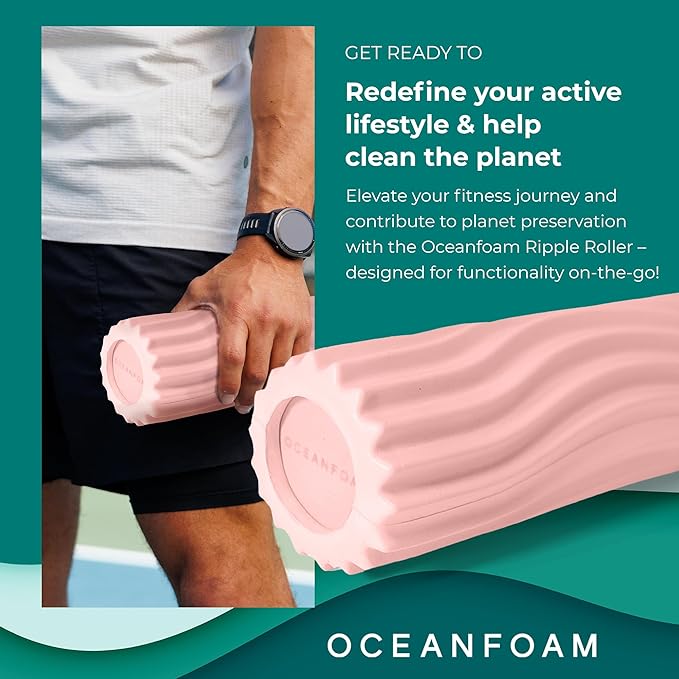 Oceanfoam Ripple Travel Foam Roller (11" x 3.35") Firm Mini Foam Roller for Physical Therapy, Deep