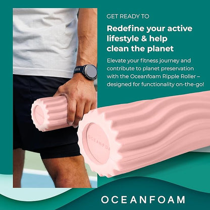 Oceanfoam Ripple Travel Foam Roller (11" x 3.35") Firm Mini Foam Roller for Physical Therapy, Deep