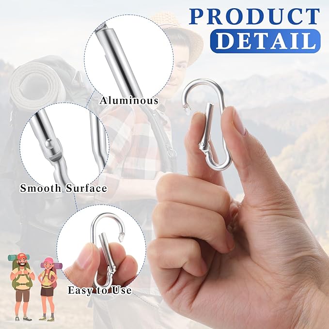 300 Pcs 2" Carabiner Bulk Spring Snap Hooks Bulk Aluminum Alloy Clip Keychain for Hanging Camping