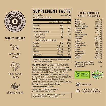 Earth Fed Muscle Husky Dunker Cookies N' Cream Truly Grass Fed Whey Protein Powder - No Artificial