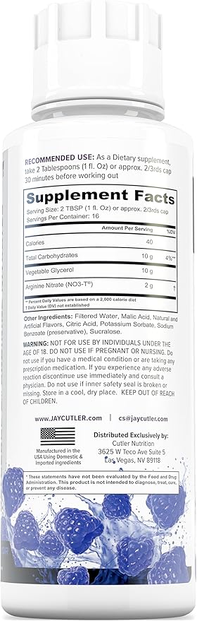 Liquid Pump - Glycerol and Arginine Nitrates for Optimized Pump pre-Workout Liquid Caffeine Free