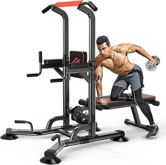 SQUATZ Pull-Up Workout Station with Bench - Multifunctional Gym Equipment Setup w/Pulling Bar