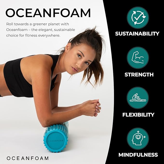 Oceanfoam Tidal Roller - Miami Blue - Muscle Massage Foam Roller for Back Pain & Stretching - Firm