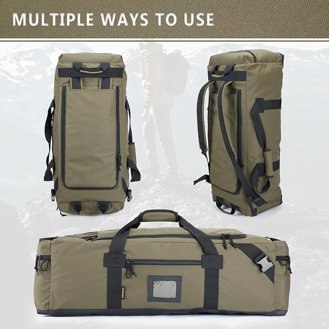 105l Large Duffel Bag For Travel, Gym & Sports - Water Repellent Polyester, Hidden Straps, Shoe
