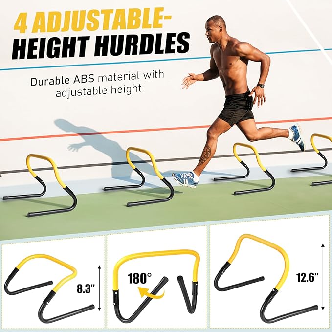 Soccer Training Equipment, Agility Speed Training Set with 20ft Speed Ladder, 12 Cones, 4