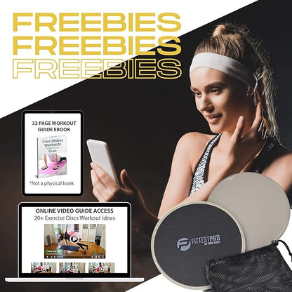 Core Sliders for Working Out - Exercise Sliders Fitness, Stability, Ab, Legs & Full Body (Set of 2)