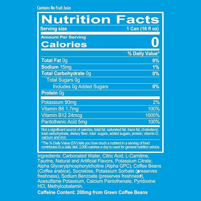 REDCON1 Energy High Performance Drink, Icy Blue Lemonade - Zero Sugar Energy Drink with Alpha GPC