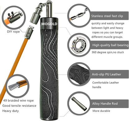 Weighted Jump Rope for Men Women -Interchangeable 1/5lb 1/4lb 1/2lb Heavy jump ropes - 360 Degree