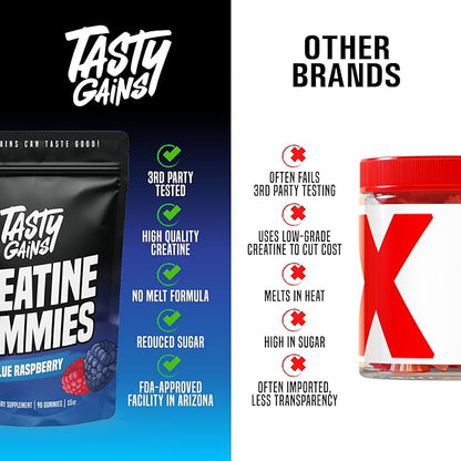 Creatine Gummies - 90g of Creatine Monohydrate - Workout Supplements - Build Muscle & Boost