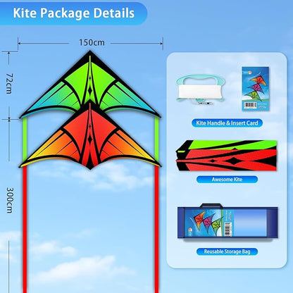 Large Delta Kite for Kids & Adults - Easy to Fly Outdoor Kites for Kids Ages 8-10, Perfect for
