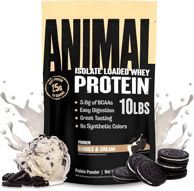 Animal Whey Isolate Protein Powder - Loaded for Pre & Post Workout Muscle Builder and Recovery with