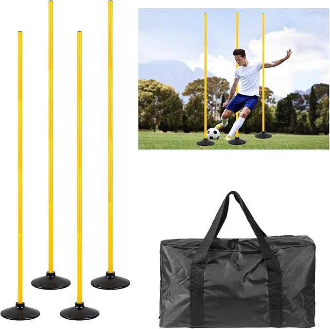 5 FT Agility Training Poles for Soccer/Dog/Horse,Adjustable Football Basketball Speed and Agility