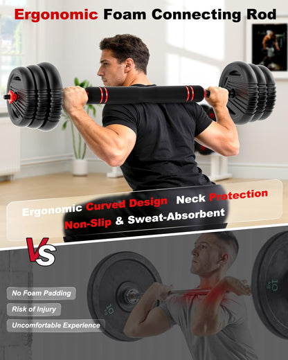 UNNMIIY Adjustable Dumbbells, 20/30/45/70/90lbs Free Weight Set with