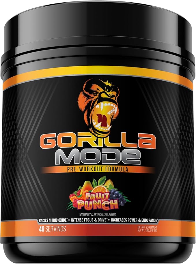Gorilla Mind Pre Workout - Massive Pumps Laser Focus Energy Power - L-Citrulline, Creatine