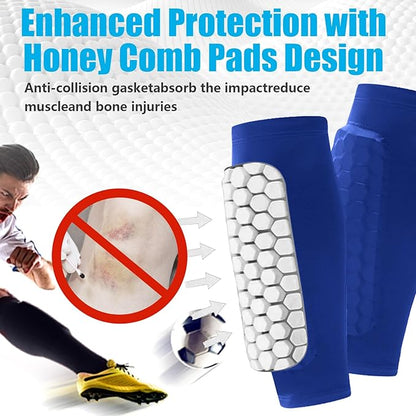 Soccer Shin Guards Shin Pads for Kids Youth Adult, Calf Compression Sleeve with Honeycomb Pads