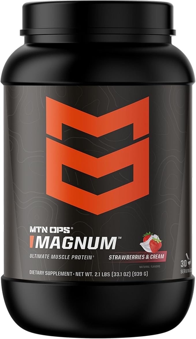 MTN OPS Magnum Strawberry Protein Powder, 23g of Whey Isolate Protein & Milk Protein with BCAAs