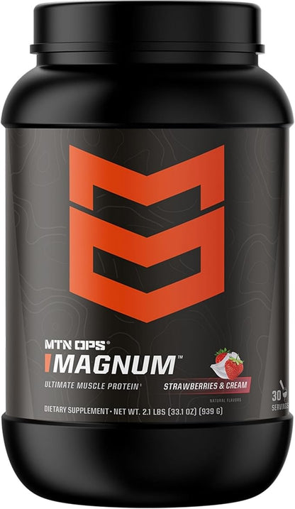 MTN OPS Magnum Strawberry Protein Powder, 23g of Whey Isolate Protein & Milk Protein with BCAAs