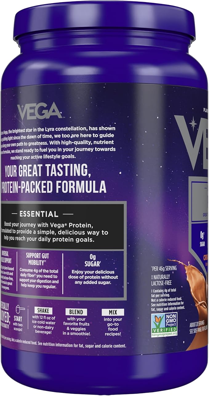 Vega Original Essential Protein - 25g Plant-Based Protein, Creamy Chocolate, 20 Servings, Vegan