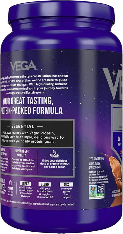 Vega Original Essential Protein - 25g Plant-Based Protein, Creamy Chocolate, 20 Servings, Vegan