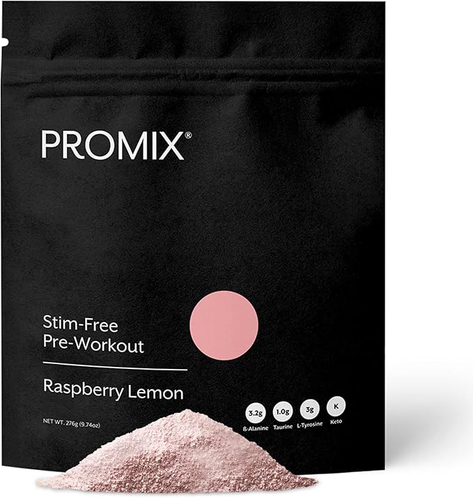 ProMix Nutrition Stim-Free Pre-Workout Powder, Raspberry Lemon - 274g - Maximize Focus, Energy &