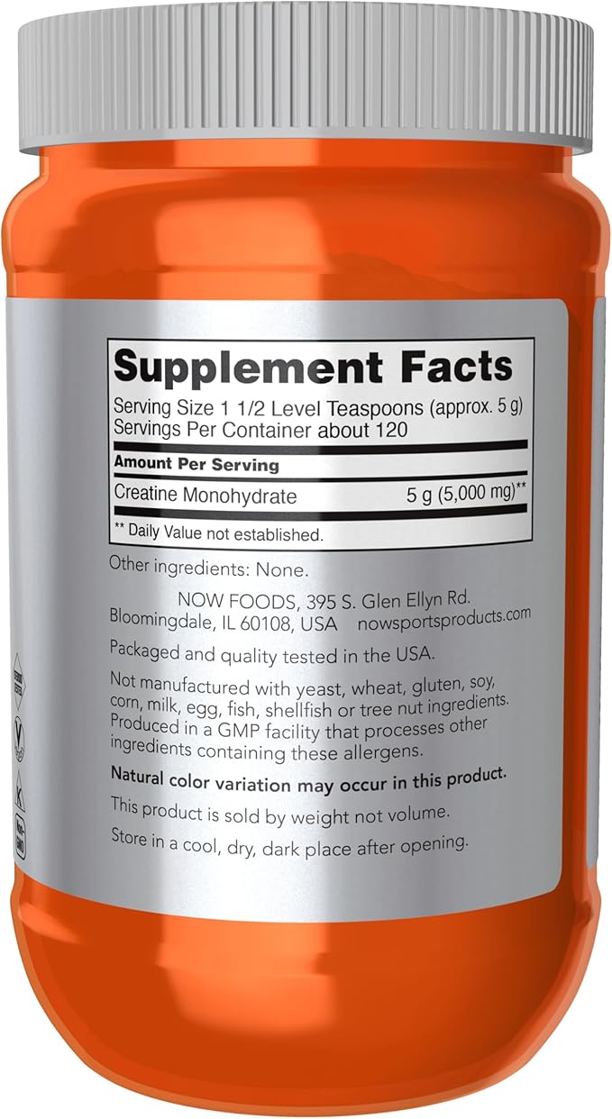 NOW Foods Sports Nutrition, Creatine Monohydrate Powder, Mass Building*/Energy Production*