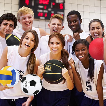 Leyndo 18 Pcs Sport Balls Bulk Set Basketball Football Volleyball Soccer Playground Baseball with