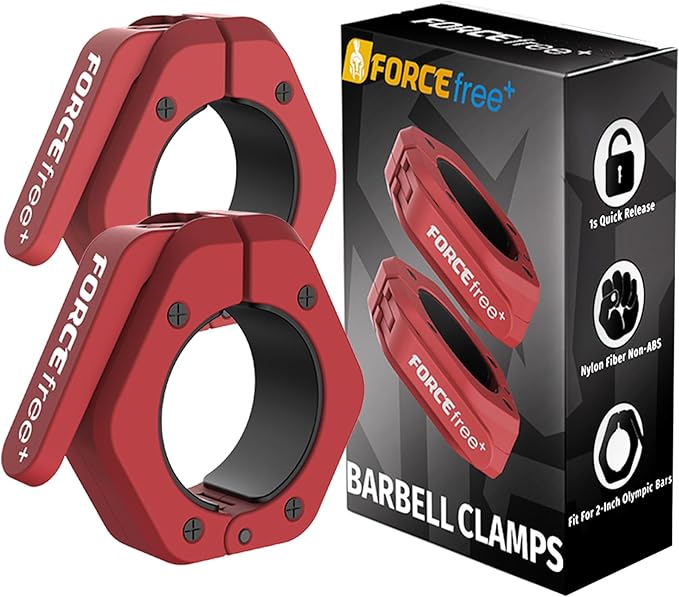 Barbell Clips (Pair), Barbell Clamps, Quick Release Olympic Barbell Clamps with Anti Slip TPR Grip