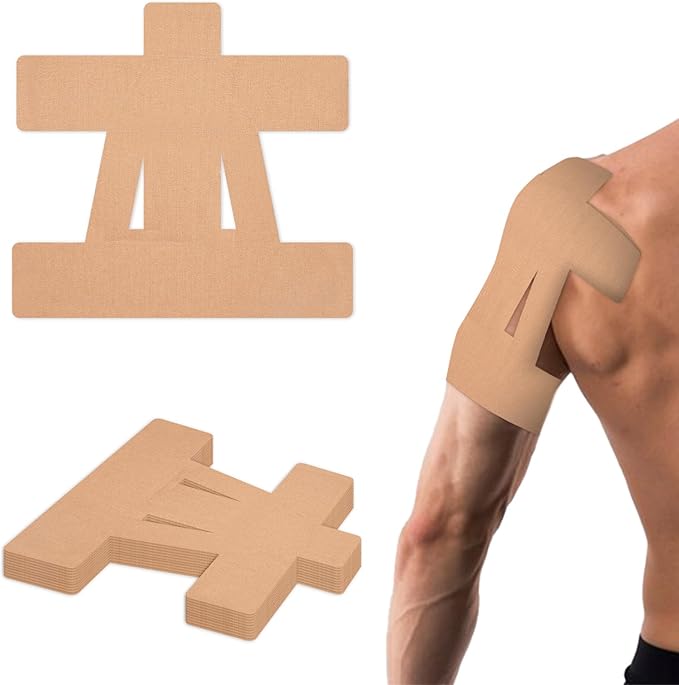 15 Pcs Precut Kinesiology Tape for Shoulder, Latex-Free Shoulder Tape for Pain Relief, Muscle