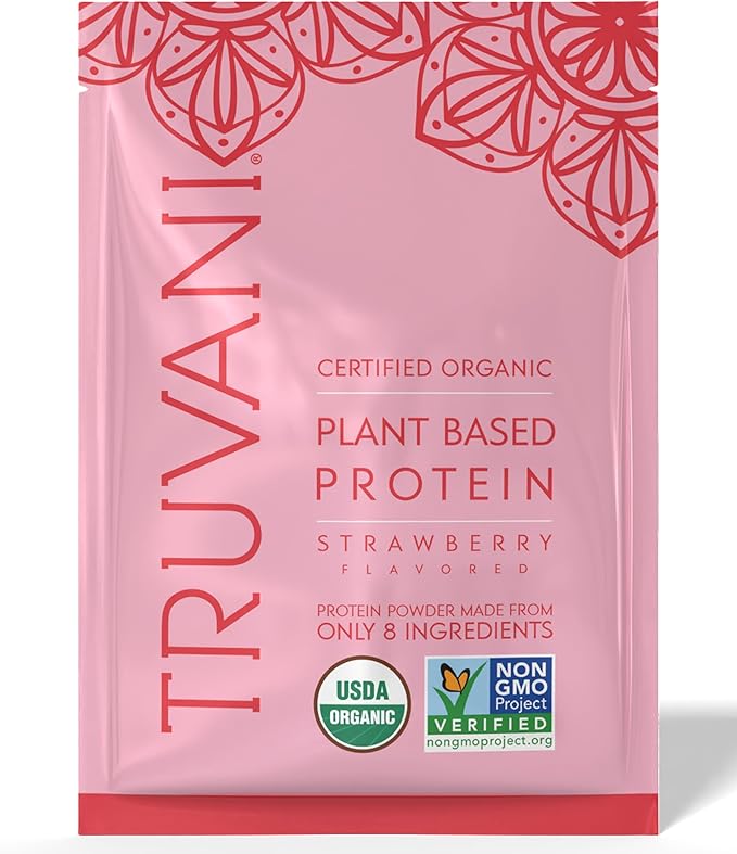 Truvani Vegan Pea Protein Powder | Strawberry | 20g Organic Plant Based Protein | 1 Serving | Keto