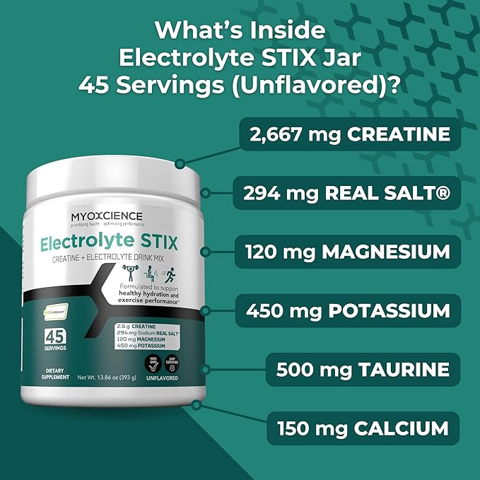 MYOXCIENCE Electrolyte STIX | Creatine Electrolyte Powder | Recovery from Exercise & Muscle
