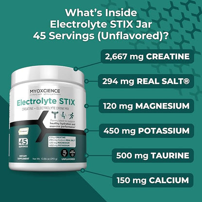MYOXCIENCE Electrolyte STIX | Creatine Electrolyte Powder | Recovery from Exercise & Muscle