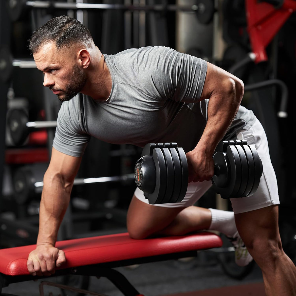 ALTLER Adjustable Dumbbell Set, 52LB Pair with Tray for Workout Strength Training Fitness
