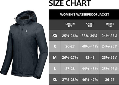 Little Donkey Andy Women's Waterproof Hiking Skiing Jacket with Removable Hood, Fleece Lined Winter