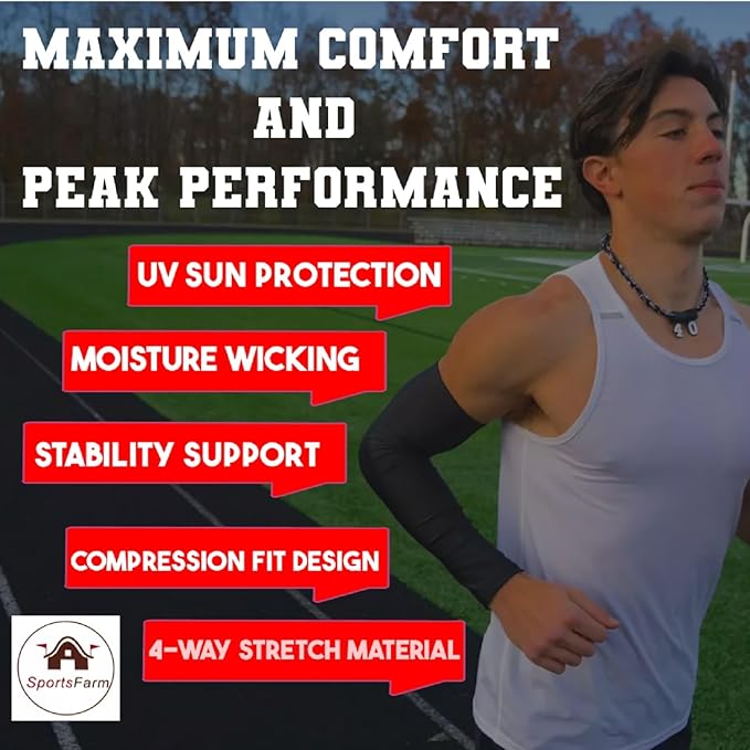 Youth & Adult Sizes Moisture Wicking Compression Arm Sleeve (1 Sleeve) (Over 100 Colors Available