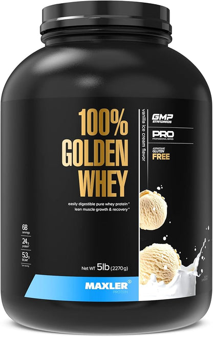 Maxler 100% Golden Whey Protein - 24g of Protein per Serving - Premium Whey Protein Powder for Pre