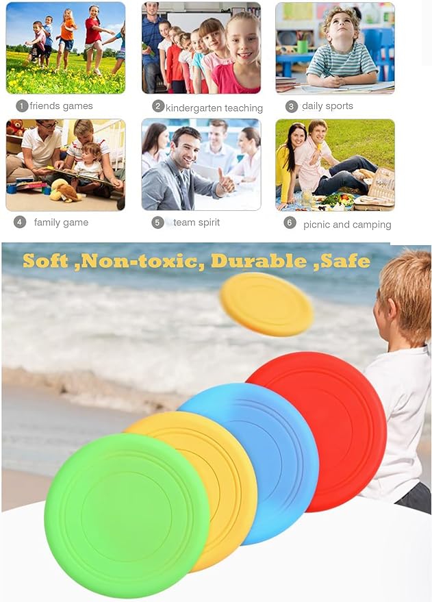 Kids Flying Disc Toy Outdoor Playing Lawn Game Disk Flyer for Kindergarten Teaching Soft Silicone