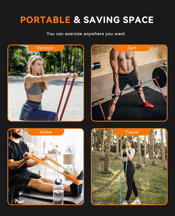 SUNPOW Pull Up Assistance Bands - Set of 5 Resistance Heavy Duty Workout Exercise Stretch Fitness