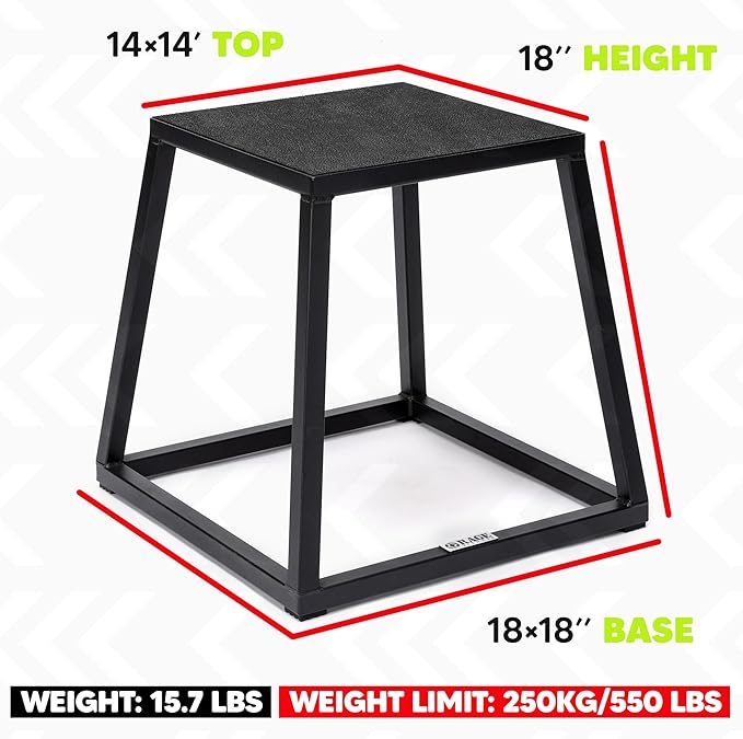 Rage Fitness Steel Plyo Box 12-18-24 Inch High Anti-Slip Pre-Assembled Plyometric Jump Box for Home