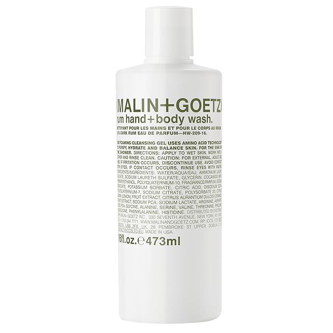Malin + Goetz Rum Hand & Body Wash, 16 Fl. Oz. – Men & Women Natural Body Wash For All Skin Types
