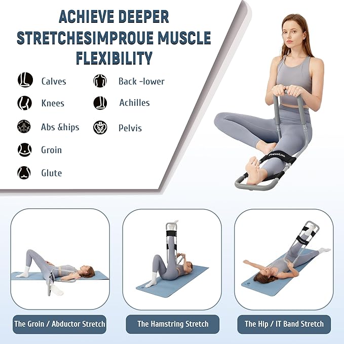 Hamstring Stretcher for Knee Extension & Pain Relief, Adjustable Low Back, Calf, Leg & Hip