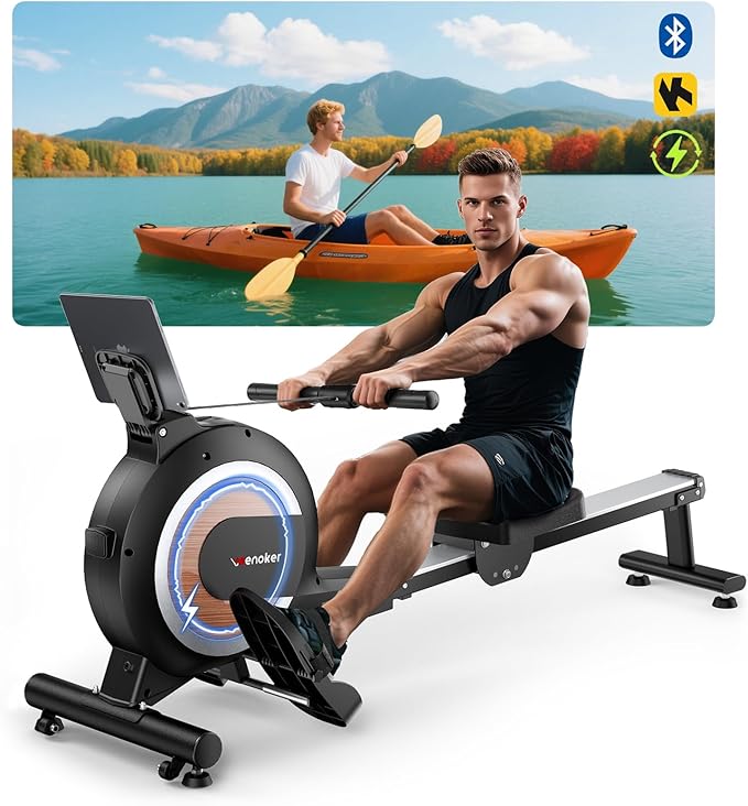 Rowing Machine, Magnetic Rowing Machine for Home, Upgraded 32-Levels Quiet Resistance with Smart
