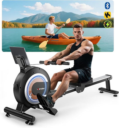 Rowing Machine, Magnetic Rowing Machine for Home, Upgraded 32-Levels Quiet Resistance with Smart